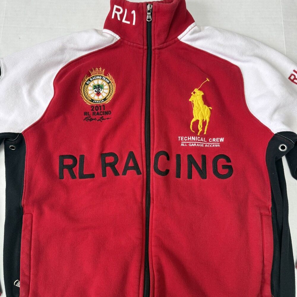 Rare Big Pony Polo Ralph Lauren Italy Italia Racing Team Jacket Mens Size L